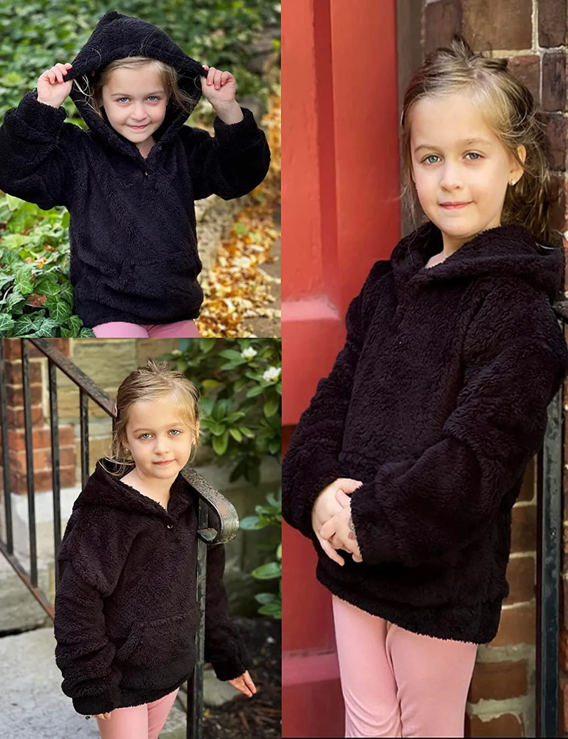 Arshiner Girls Warm Hoodie Sherpa Fleece Pullover