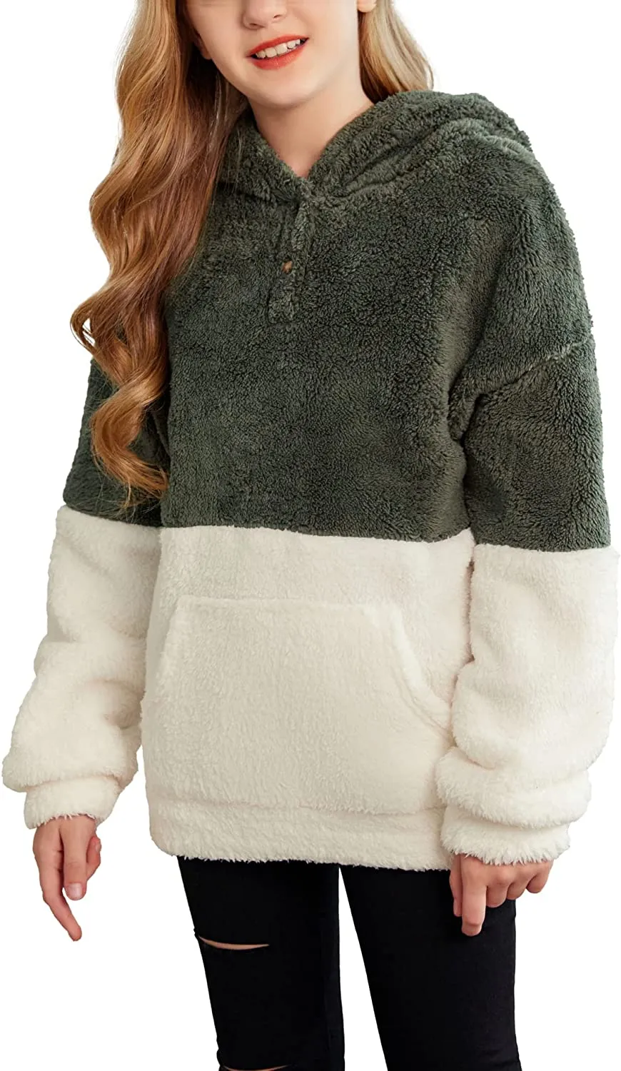 Arshiner Girls Warm Hoodie Sherpa Fleece Pullover