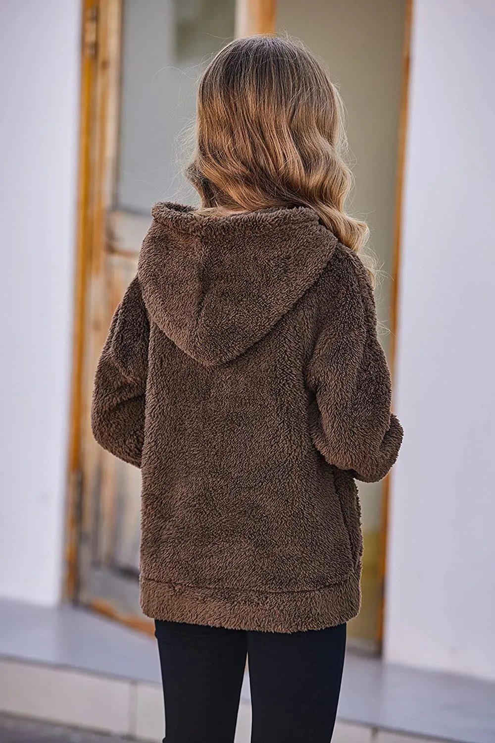 Arshiner Girls Warm Hoodie Sherpa Fleece Pullover