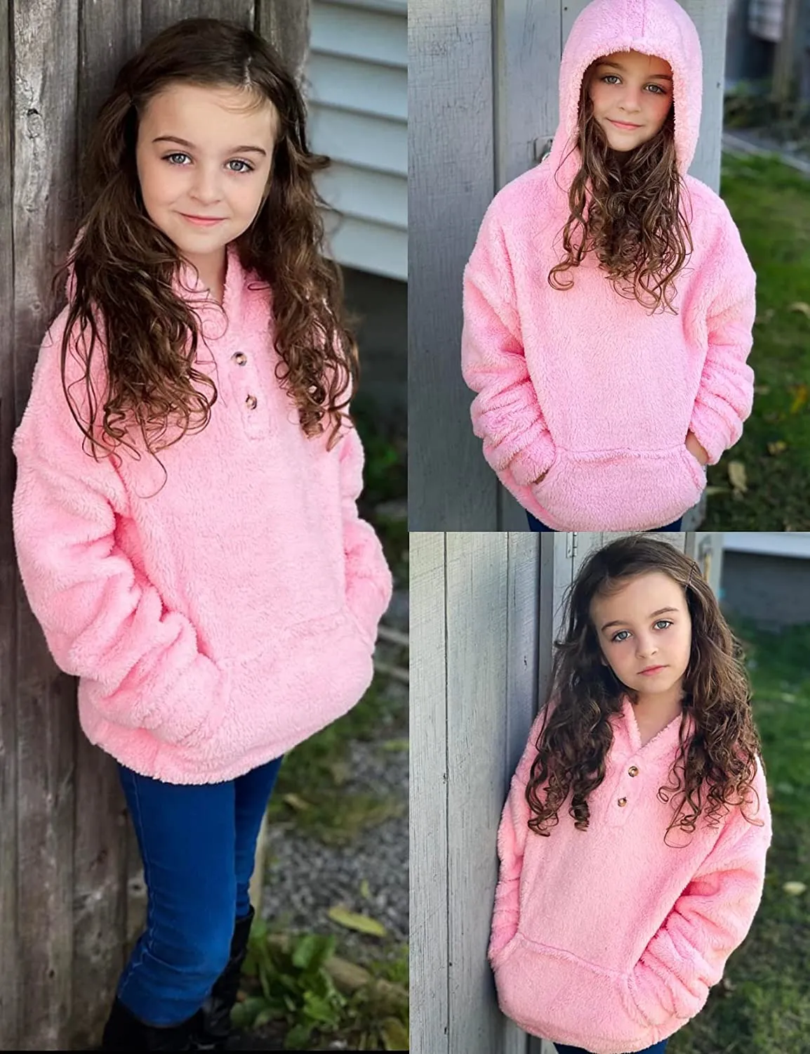 Arshiner Girls Warm Hoodie Sherpa Fleece Pullover
