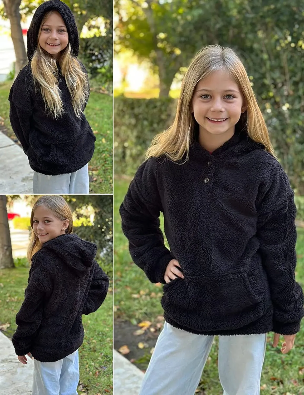 Arshiner Girls Warm Hoodie Sherpa Fleece Pullover