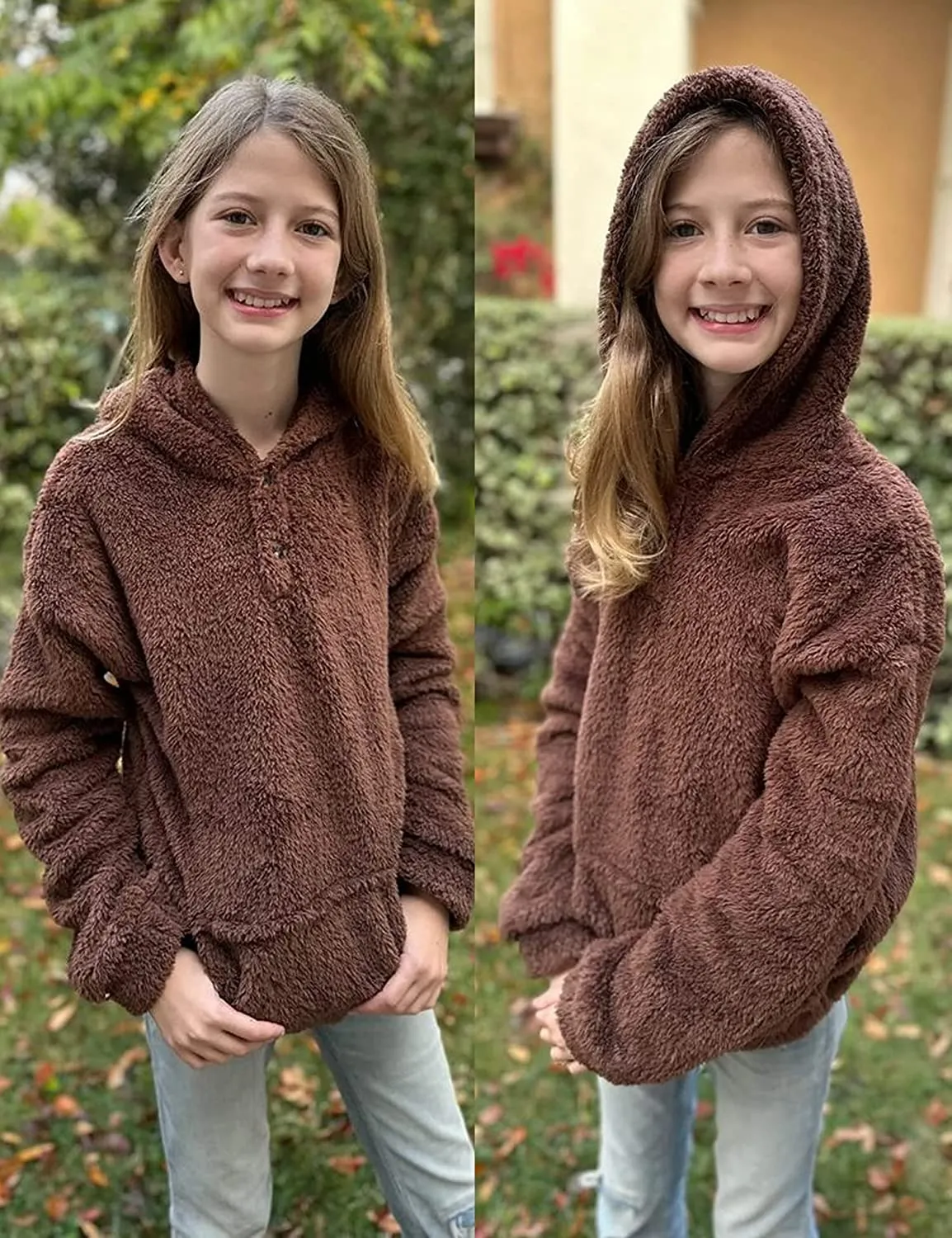 Arshiner Girls Warm Hoodie Sherpa Fleece Pullover