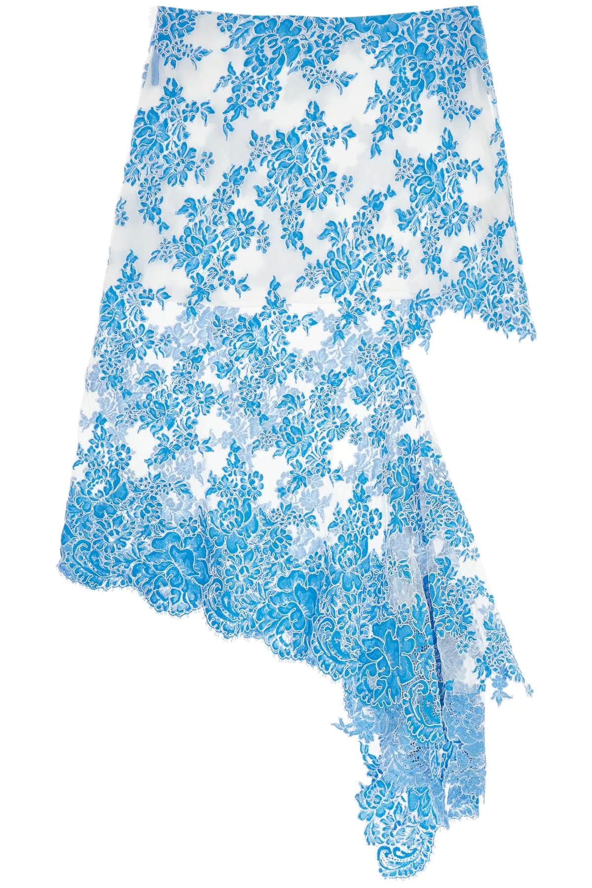 asymmetrical blue floral cotton lace skirt 24044299 BOSTON BLUE