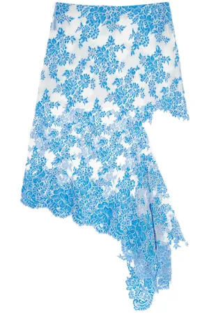 asymmetrical blue floral cotton lace skirt 24044299 BOSTON BLUE