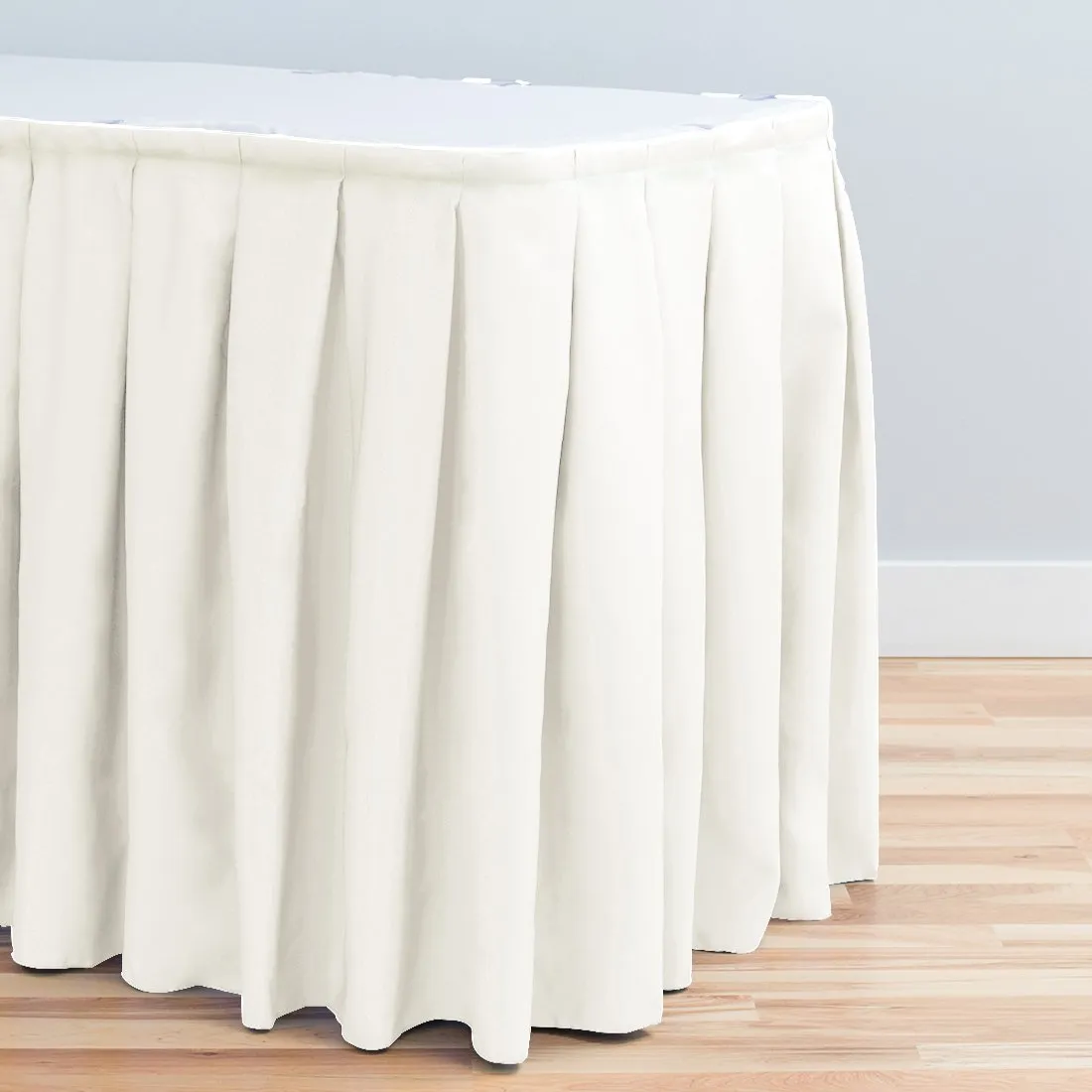 Bargain 21 ft. Accordion Pleat Polyester Table Skirt Ivory