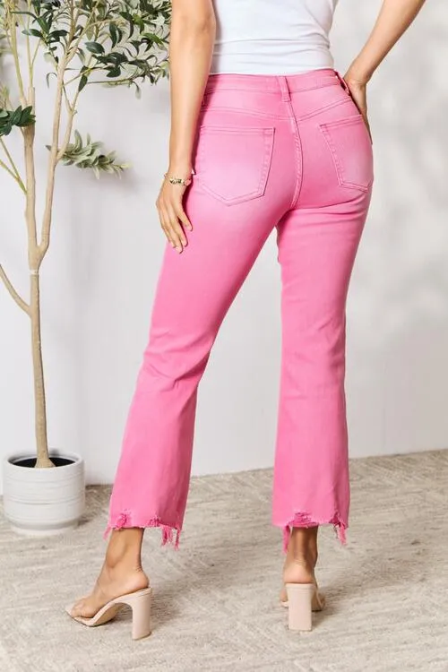 BAYEAS Trendy Frayed Hem Bootcut Jeans
