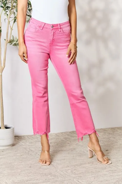 BAYEAS Trendy Frayed Hem Bootcut Jeans