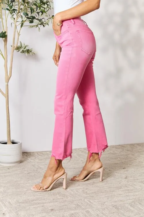 BAYEAS Trendy Frayed Hem Bootcut Jeans