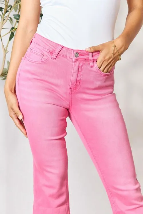 BAYEAS Trendy Frayed Hem Bootcut Jeans