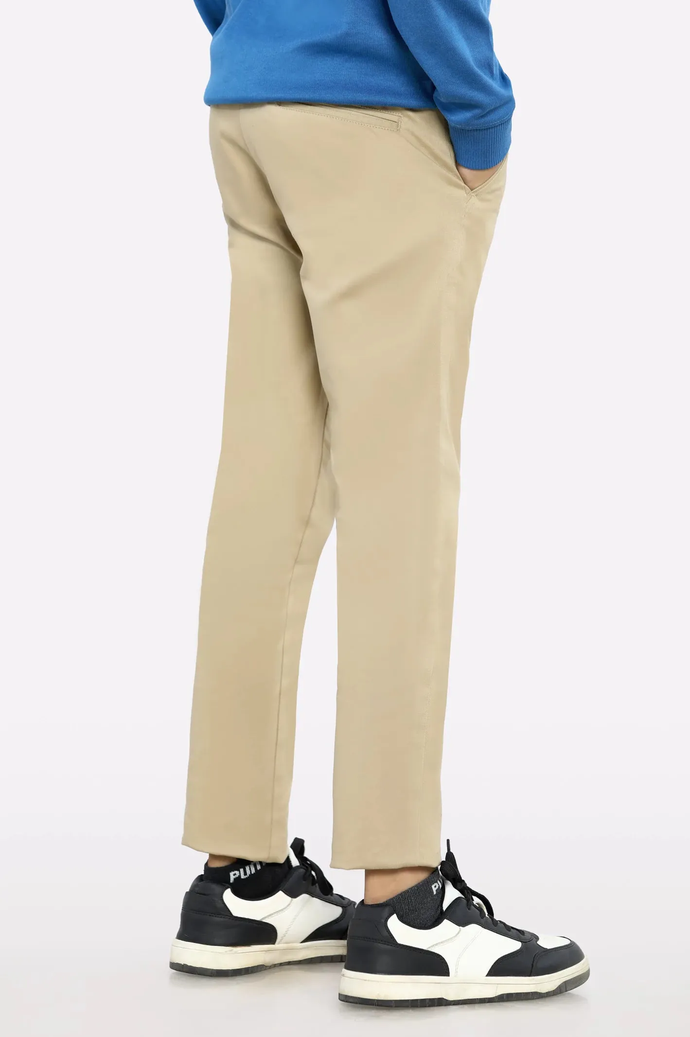 Beige Cotton Chinos For Boys