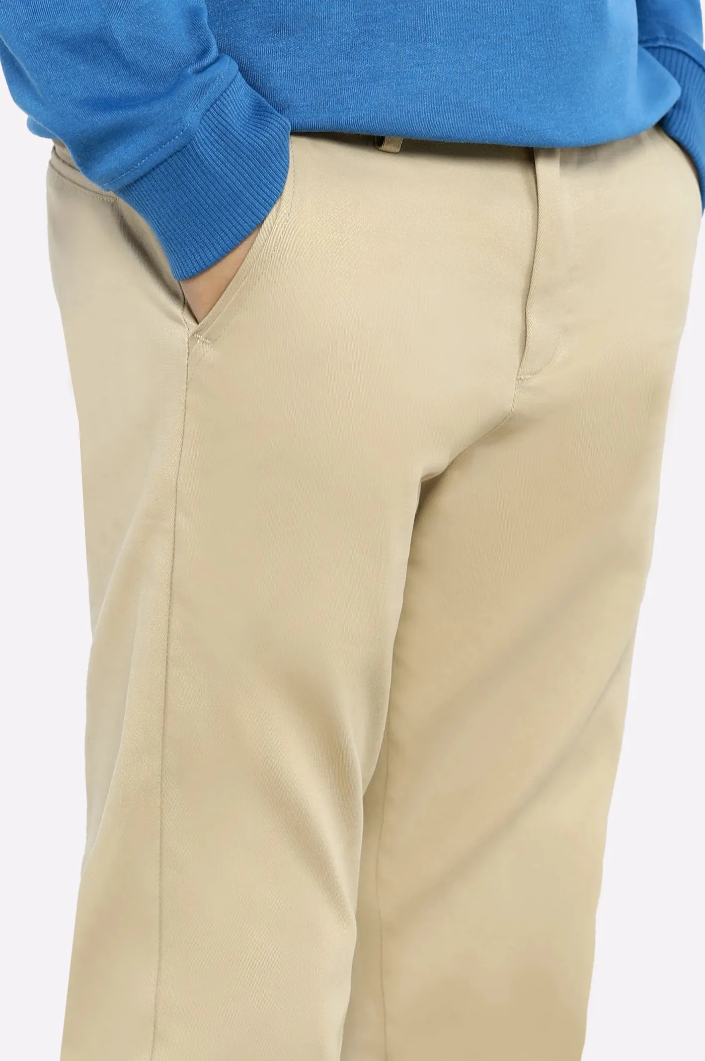 Beige Cotton Chinos For Boys