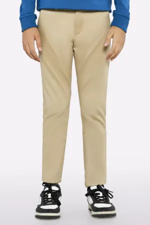 Beige Cotton Chinos For Boys