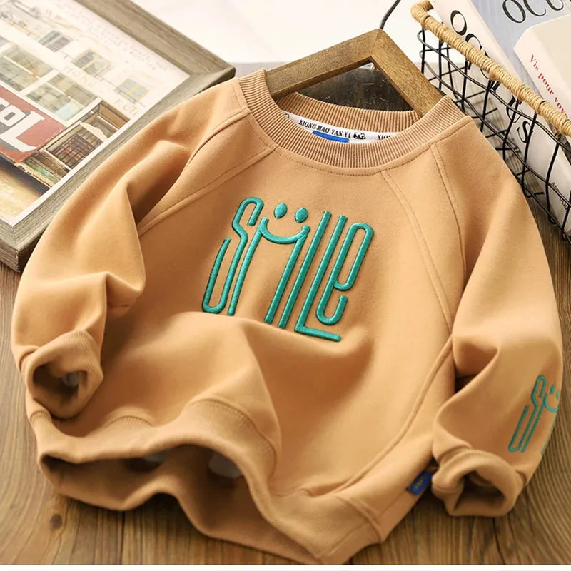 Big Size Letter Smile Design Teenager Boys Sweatshirts