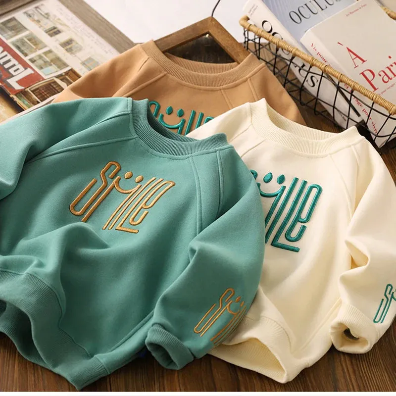 Big Size Letter Smile Design Teenager Boys Sweatshirts