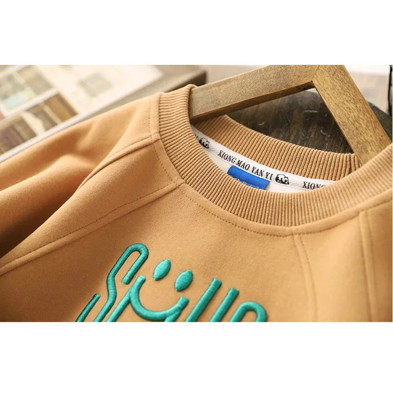 Big Size Letter Smile Design Teenager Boys Sweatshirts