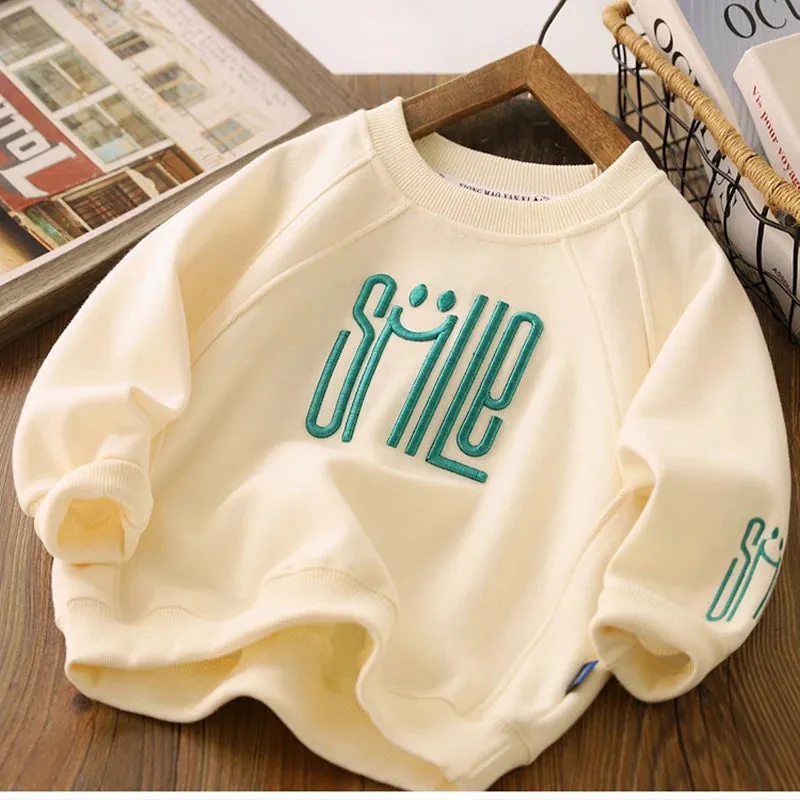 Big Size Letter Smile Design Teenager Boys Sweatshirts