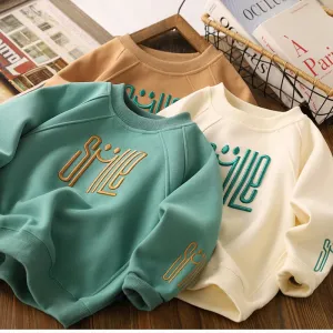 Big Size Letter Smile Design Teenager Boys Sweatshirts