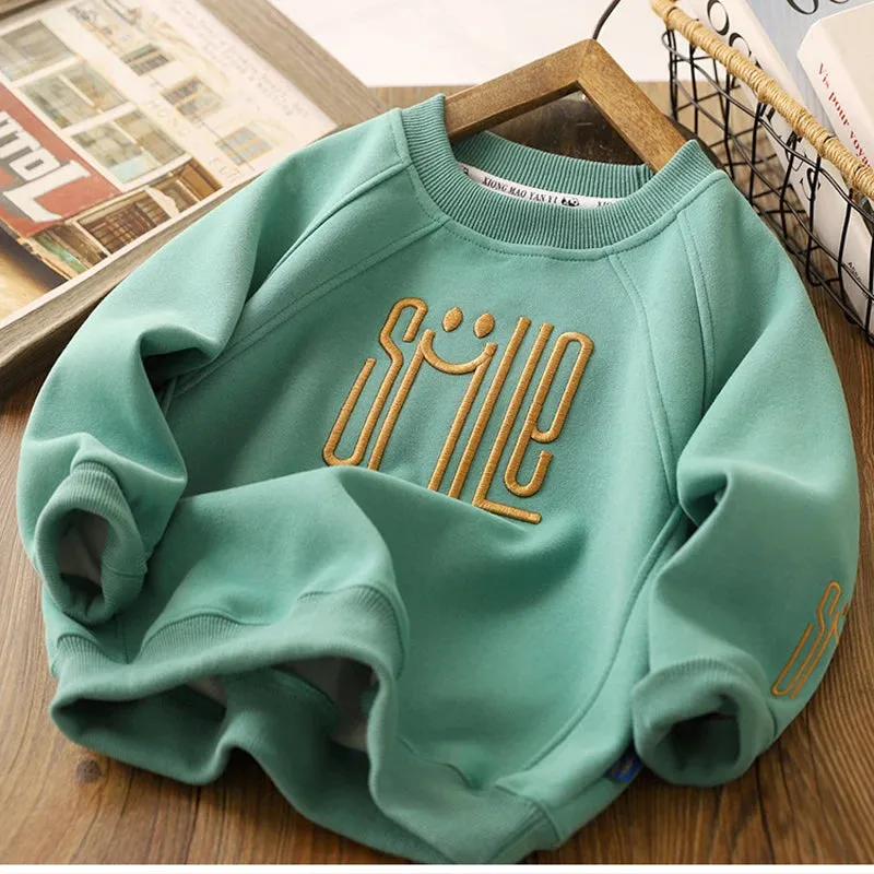Big Size Letter Smile Design Teenager Boys Sweatshirts