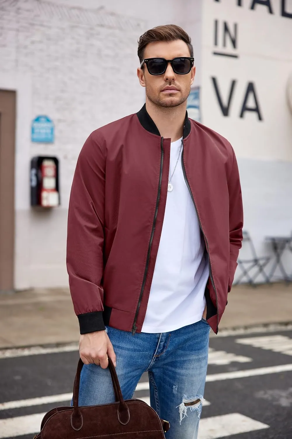 COOFANDY Men Bomber Jacket Lightweight Windbreaker Jackets Casual Softshell Flight Fashion Winter Fall Coat with Pocket
