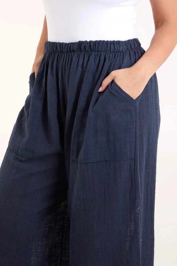Cotton Wide Leg Trousers