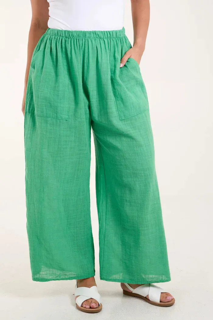 Cotton Wide Leg Trousers