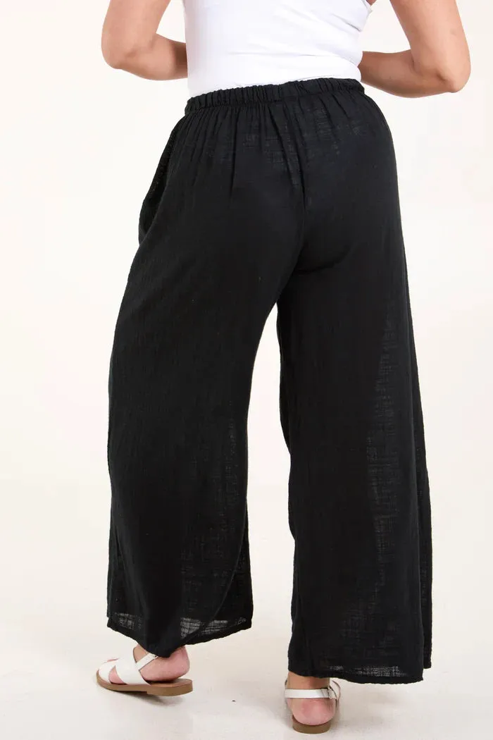 Cotton Wide Leg Trousers