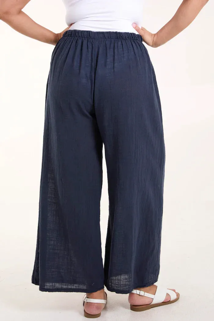 Cotton Wide Leg Trousers