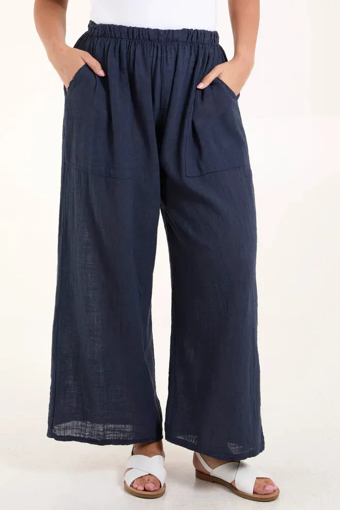 Cotton Wide Leg Trousers
