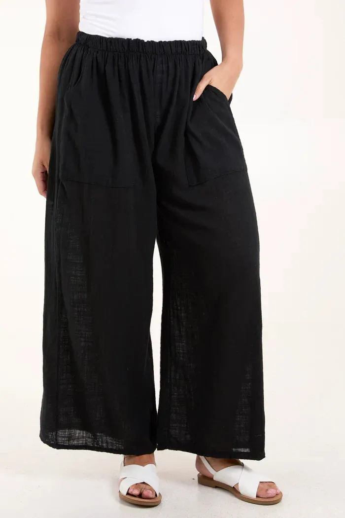 Cotton Wide Leg Trousers