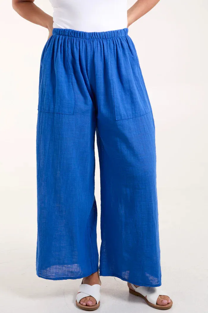 Cotton Wide Leg Trousers
