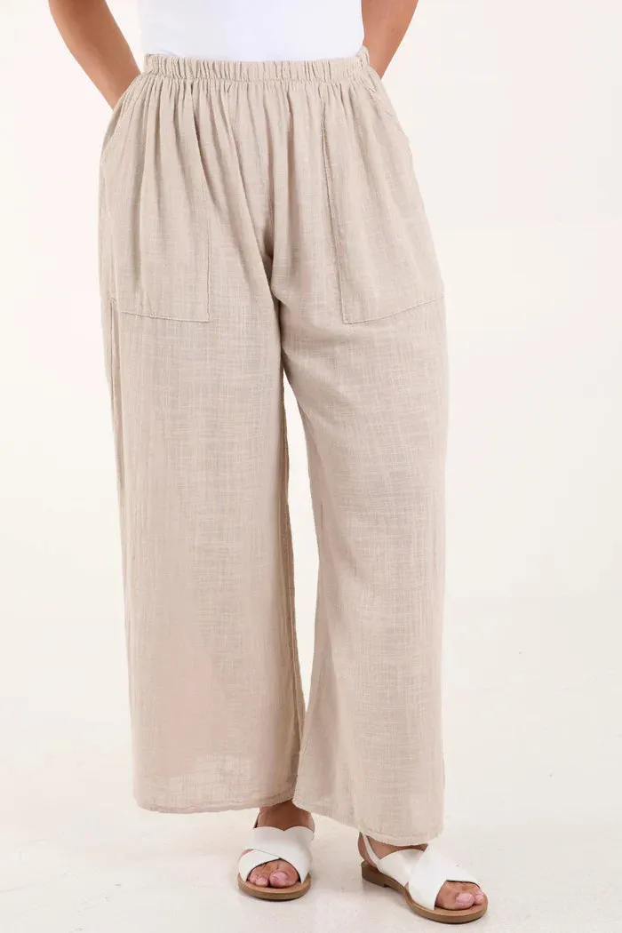 Cotton Wide Leg Trousers