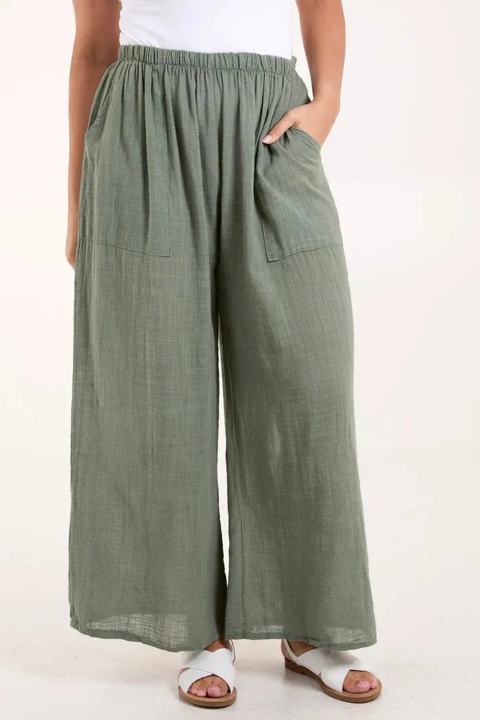 Cotton Wide Leg Trousers