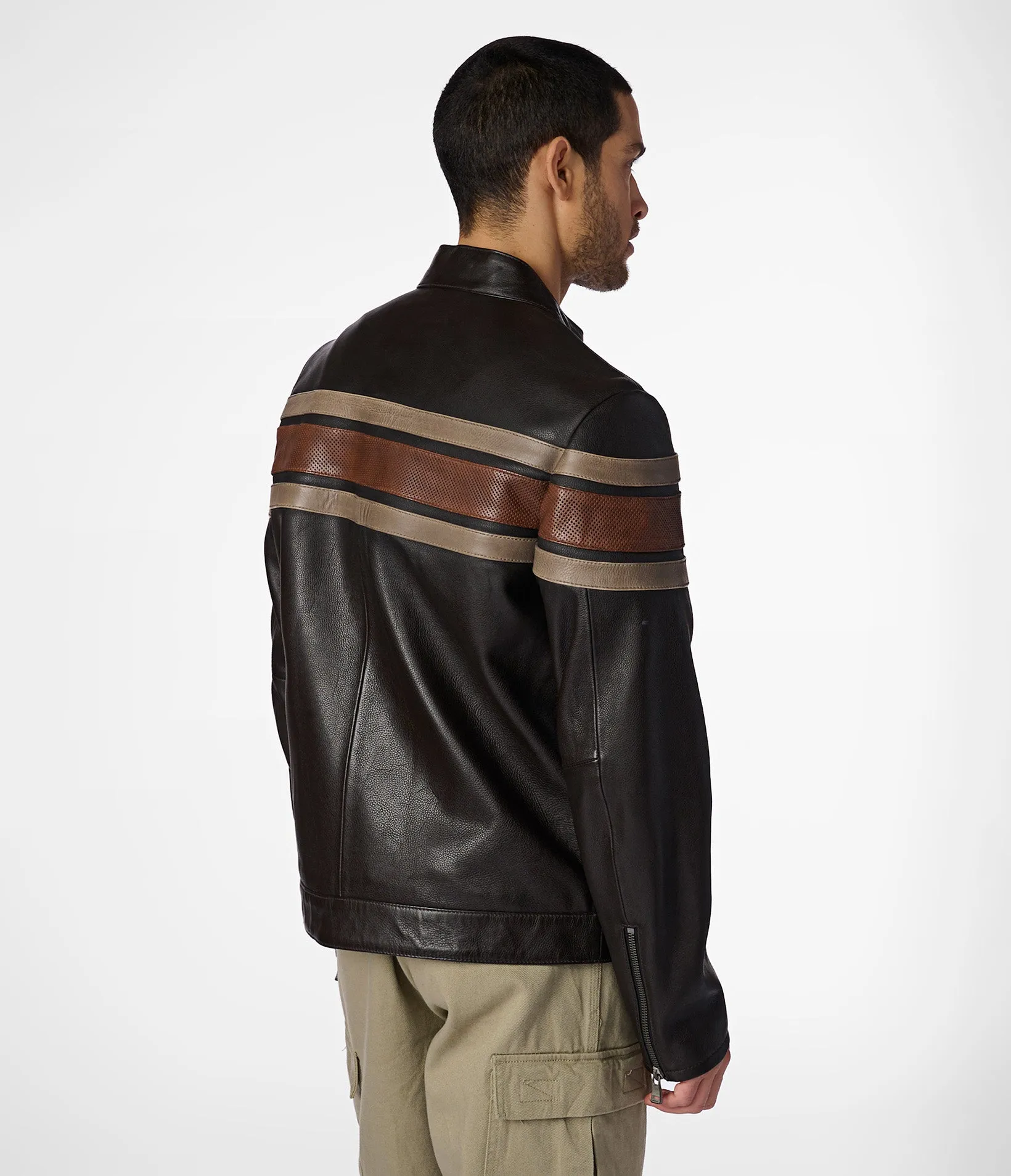 Dale Retro Striped Leather Jacket