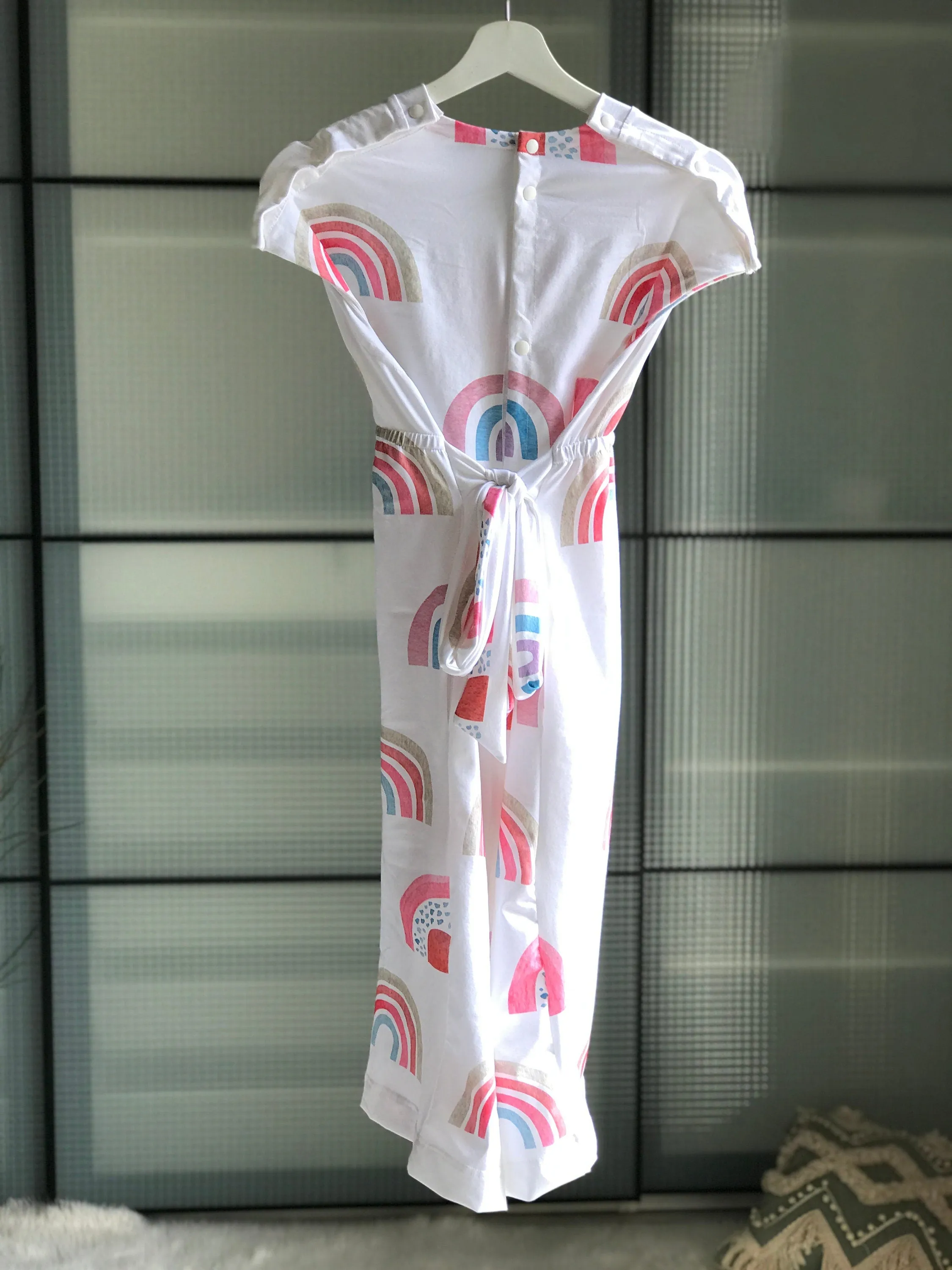 Dress for pregnancy, labor and delivery, breastfeeding, night time feeding, soft jersey cotton, in Pink Rainbow Baby boy or girl.