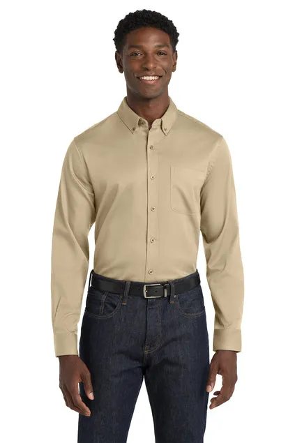 EMBROIDERED - W808 - Port Authority® Long Sleeve SuperPro™ React™ Twill Shirt