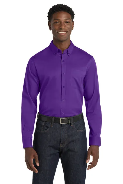 EMBROIDERED - W808 - Port Authority® Long Sleeve SuperPro™ React™ Twill Shirt