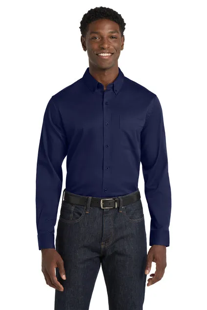 EMBROIDERED - W808 - Port Authority® Long Sleeve SuperPro™ React™ Twill Shirt