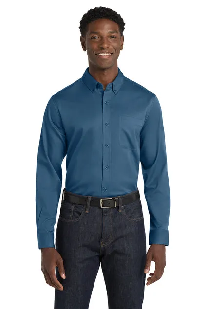 EMBROIDERED - W808 - Port Authority® Long Sleeve SuperPro™ React™ Twill Shirt