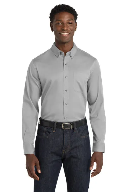 EMBROIDERED - W808 - Port Authority® Long Sleeve SuperPro™ React™ Twill Shirt