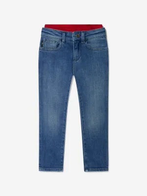 Emporio Armani Boys Cotton Denim Double Waistband Jeans
