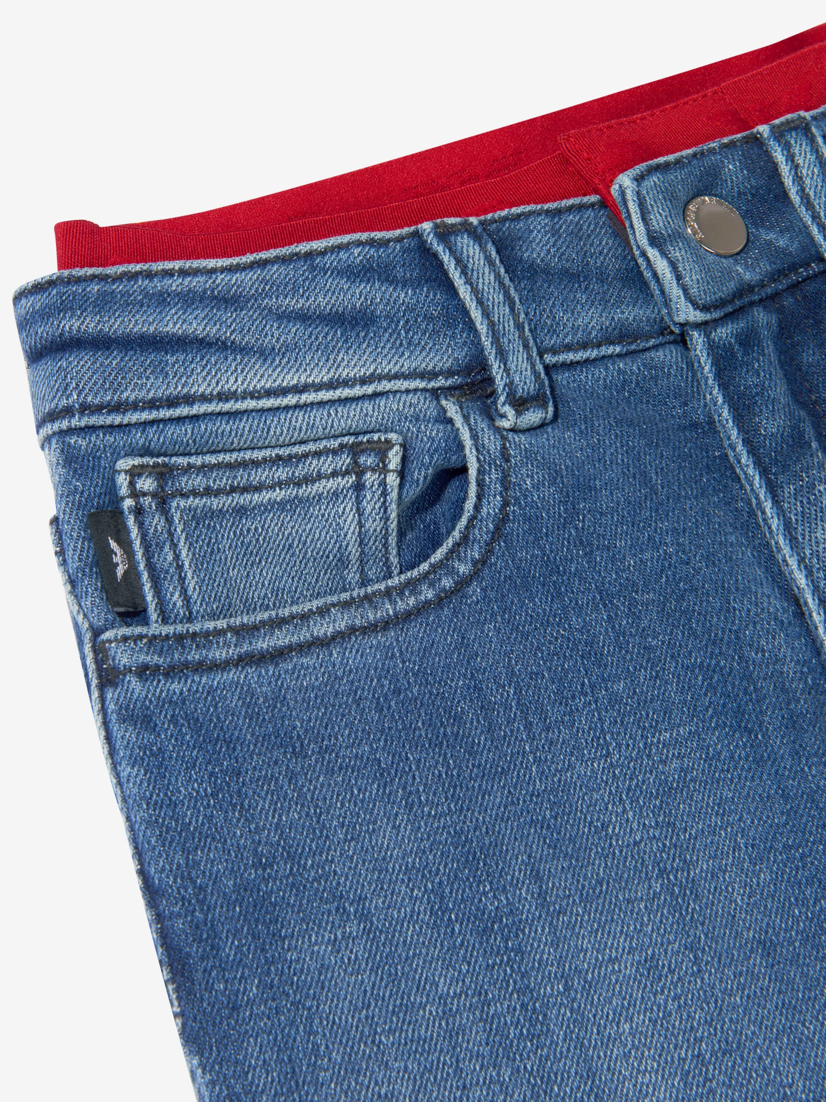 Emporio Armani Boys Cotton Denim Double Waistband Jeans