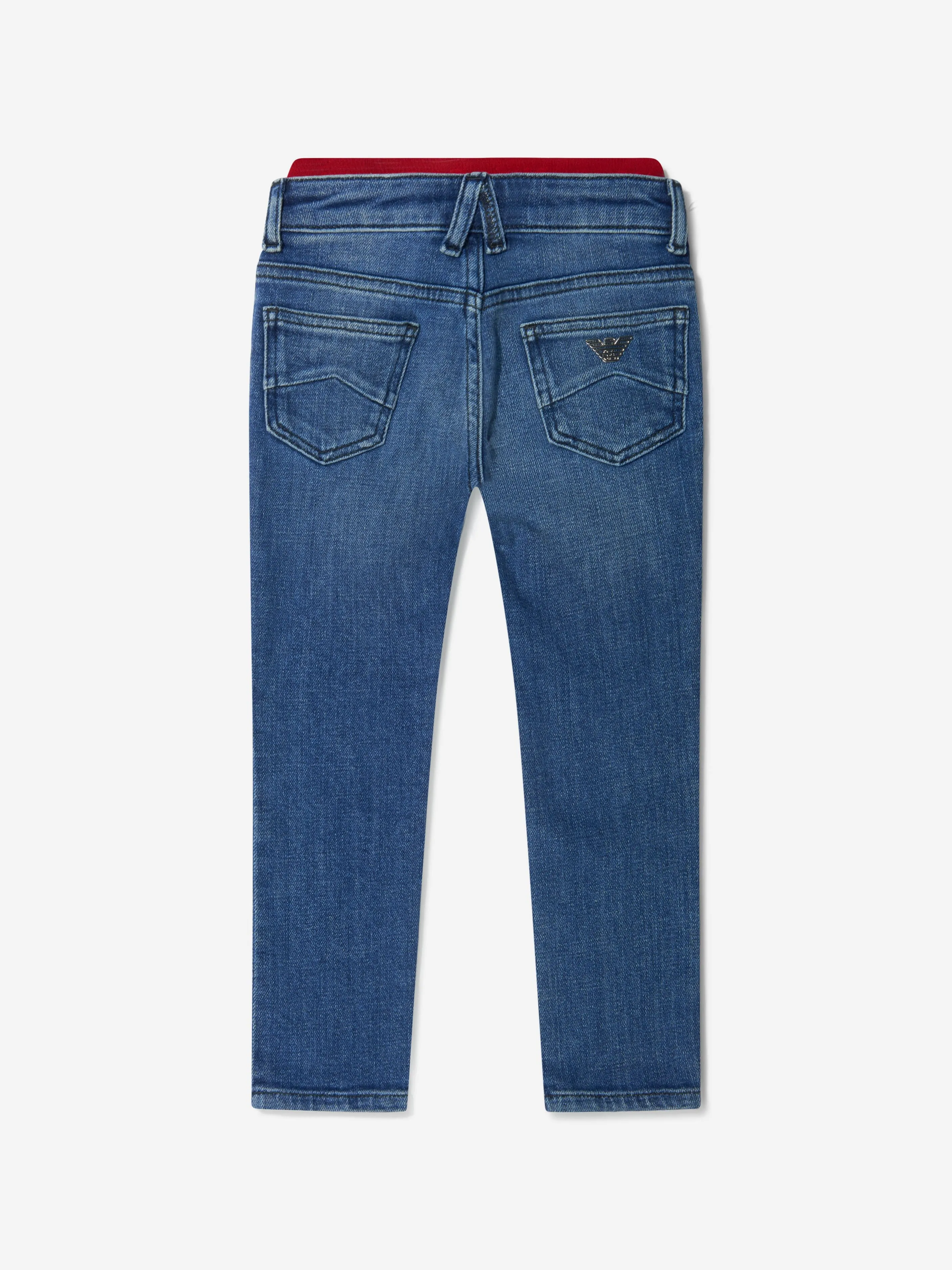 Emporio Armani Boys Cotton Denim Double Waistband Jeans