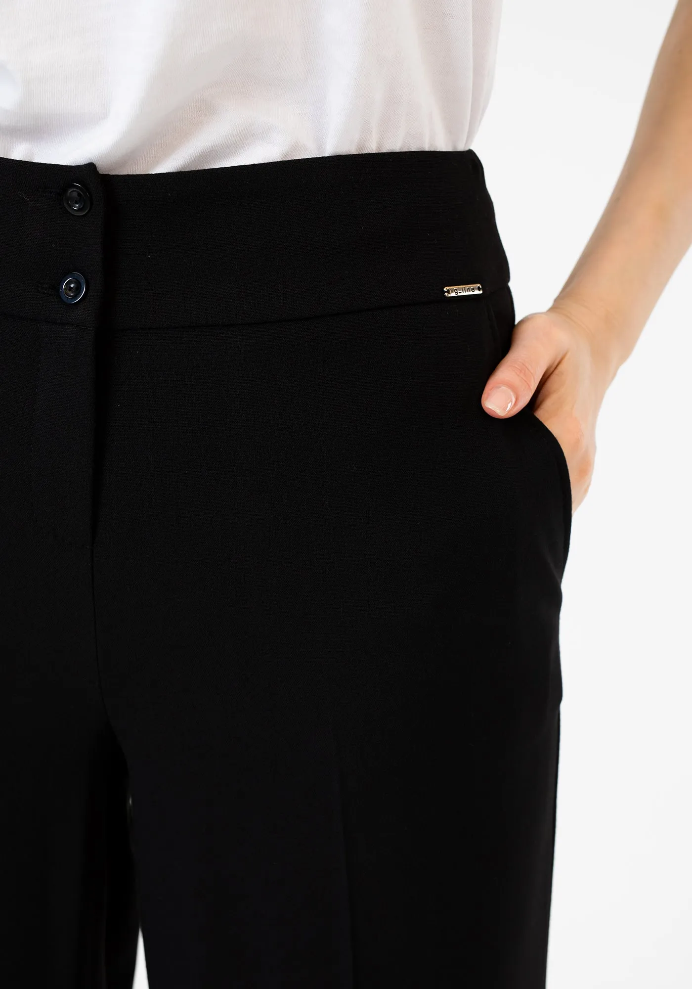 G-Line Black Wide Leg Cropped Pants