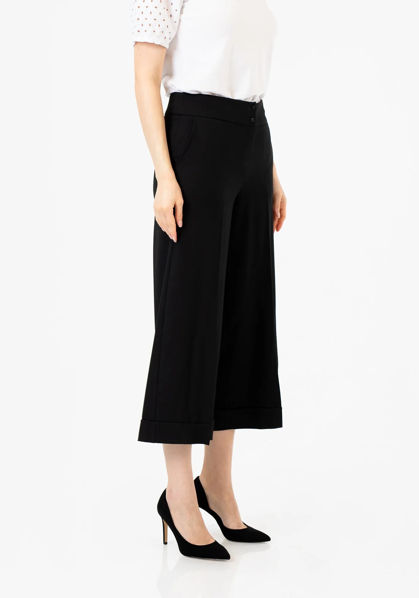 G-Line Black Wide Leg Cropped Pants