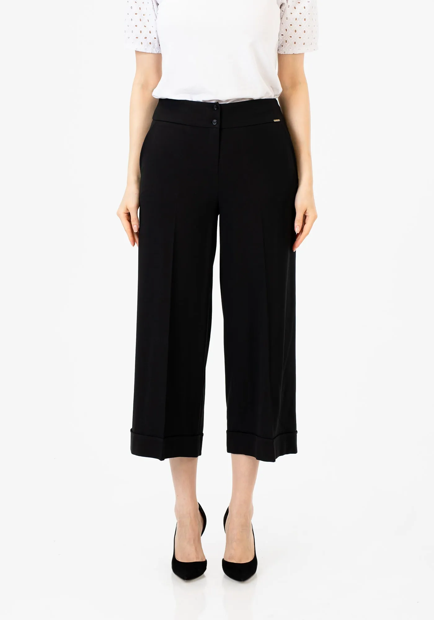 G-Line Black Wide Leg Cropped Pants