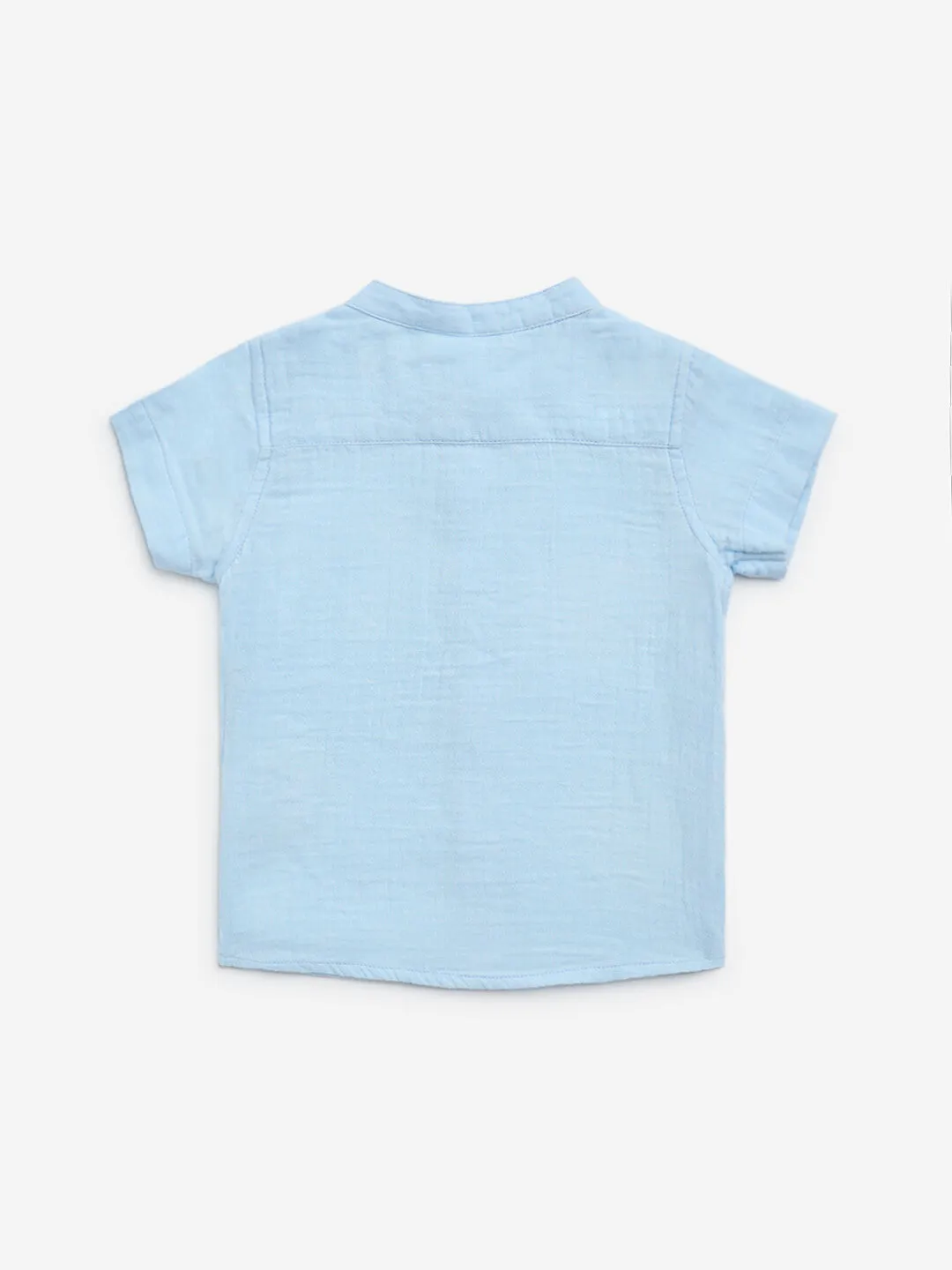 HOP Baby Light Blue Embroidered Cotton Shirt