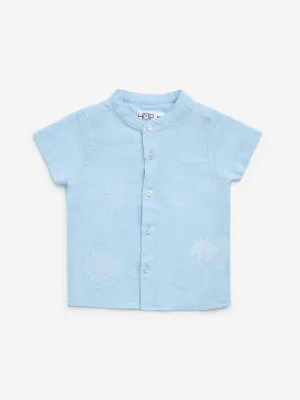 HOP Baby Light Blue Embroidered Cotton Shirt