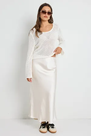 IVY   JACK ROSETTE PEARL SATIN BIAS MINI SKIRT