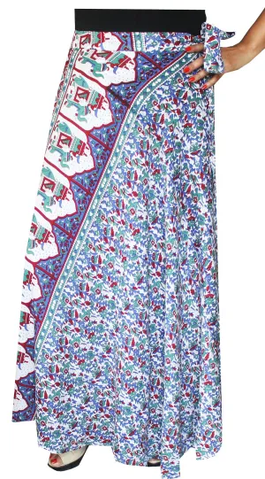Long Rayon Wrap Around Skirts  India Women (Blue)