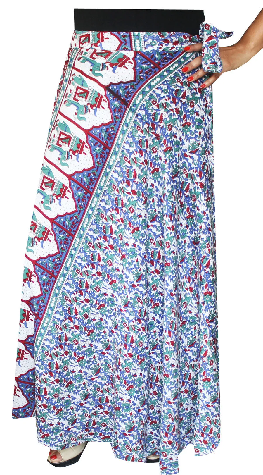 Long Rayon Wrap Around Skirts  India Women (Blue)